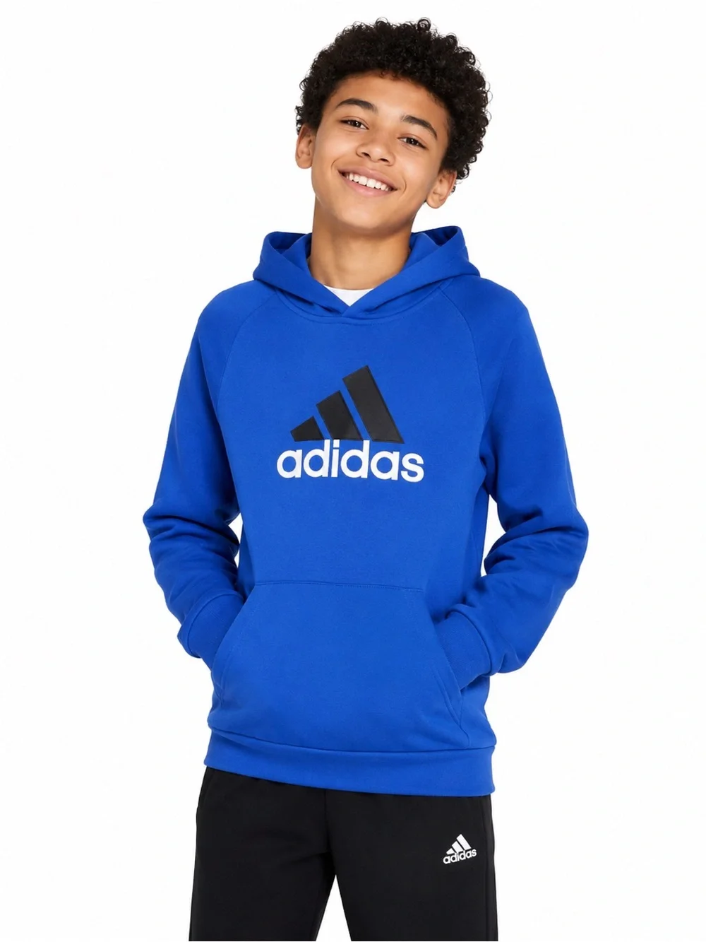 Adidas Climalite Hoodie Blue Pullover Sweatshirt Youth Athletic Logo XL 18